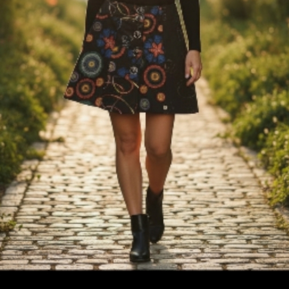 Women's Joe Browns Black Multicolor Floral A-Line Skirt Size 8